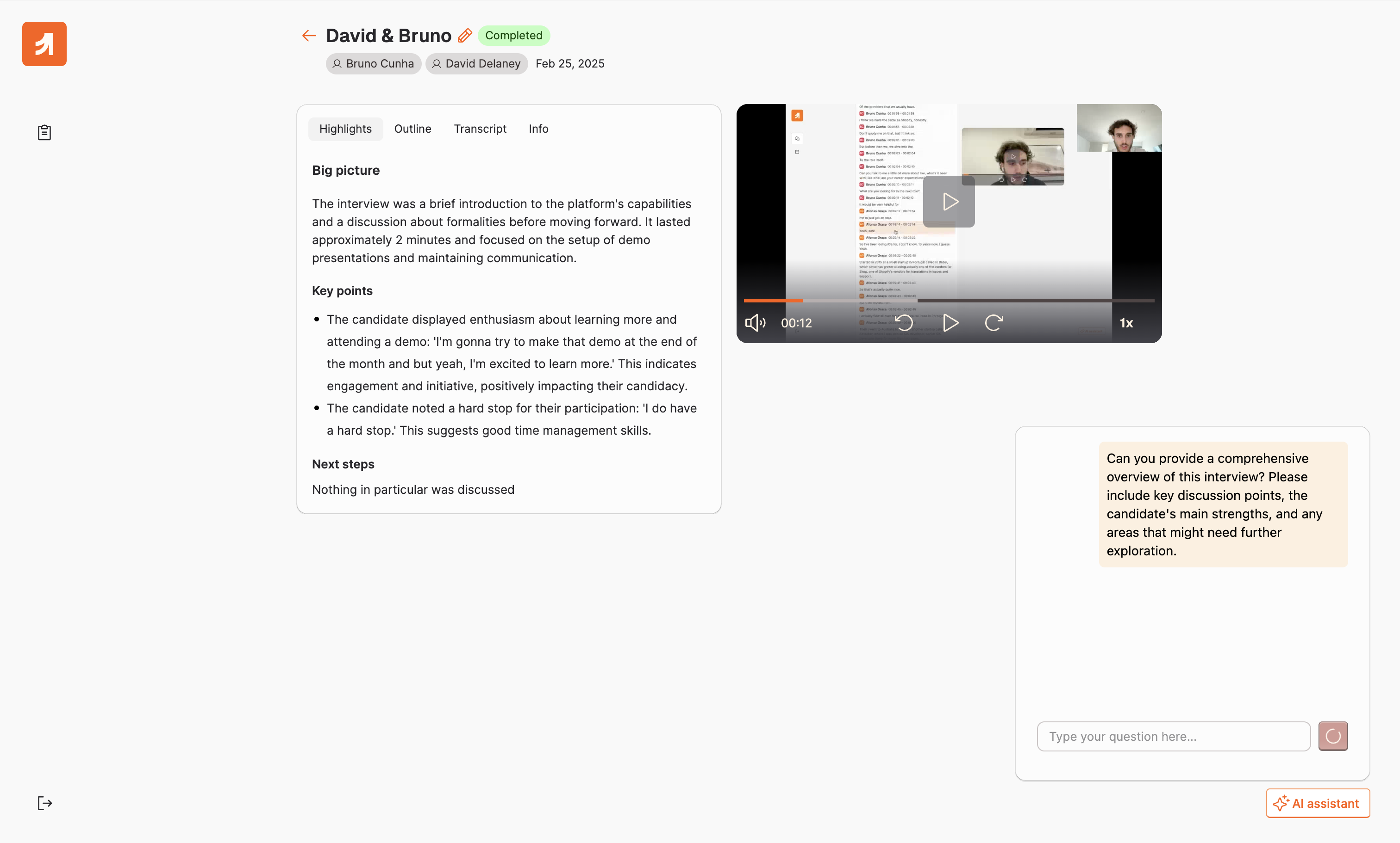 Interview analysis and assistant